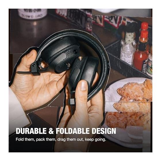 Marshall Wireless Noise Canceling On-Ear Headphones Milton A.N.C Black Bluetooth / 50 hours of continuous playback / Call support [Domestic regular