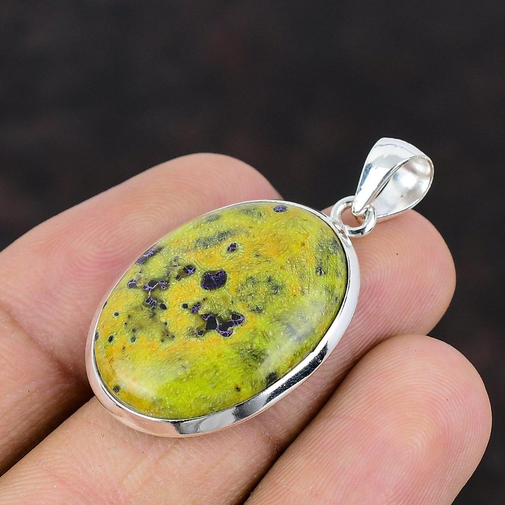 Stichtite hänge äkta ädelsten smycken 925 sterling silver hänge Handgjorda hänge Designer smycken present till vän Stichtite smycken