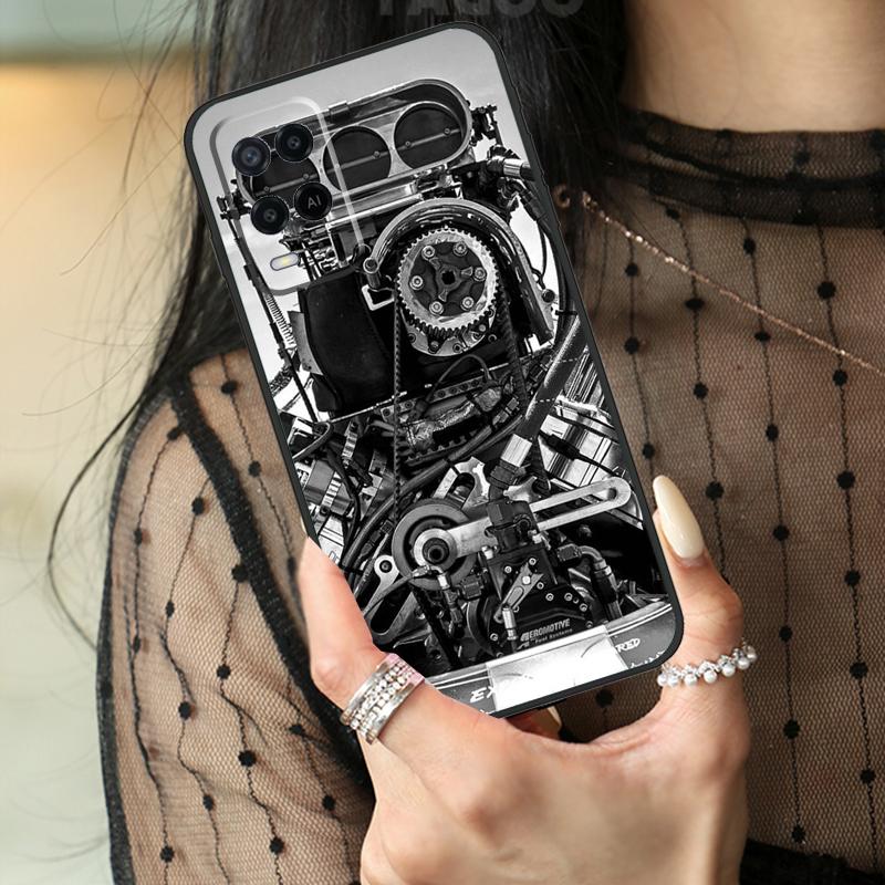 Motor Engine Motorcycle Case For Oppo A16 A76 A96 A17 A18 A60 A80 A40 A38 A58 A78 A98 A94 A74 A54 A15 A57 A77 A5 Pro