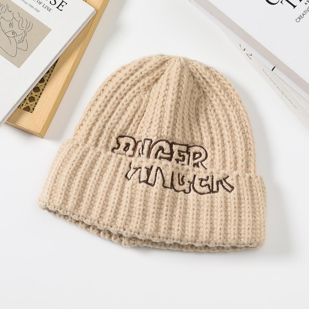 English Alphabet Embroidery Knitted Wool Hat Women's Hat Fashion Versatile English Alphabet Splicing Hat Women's