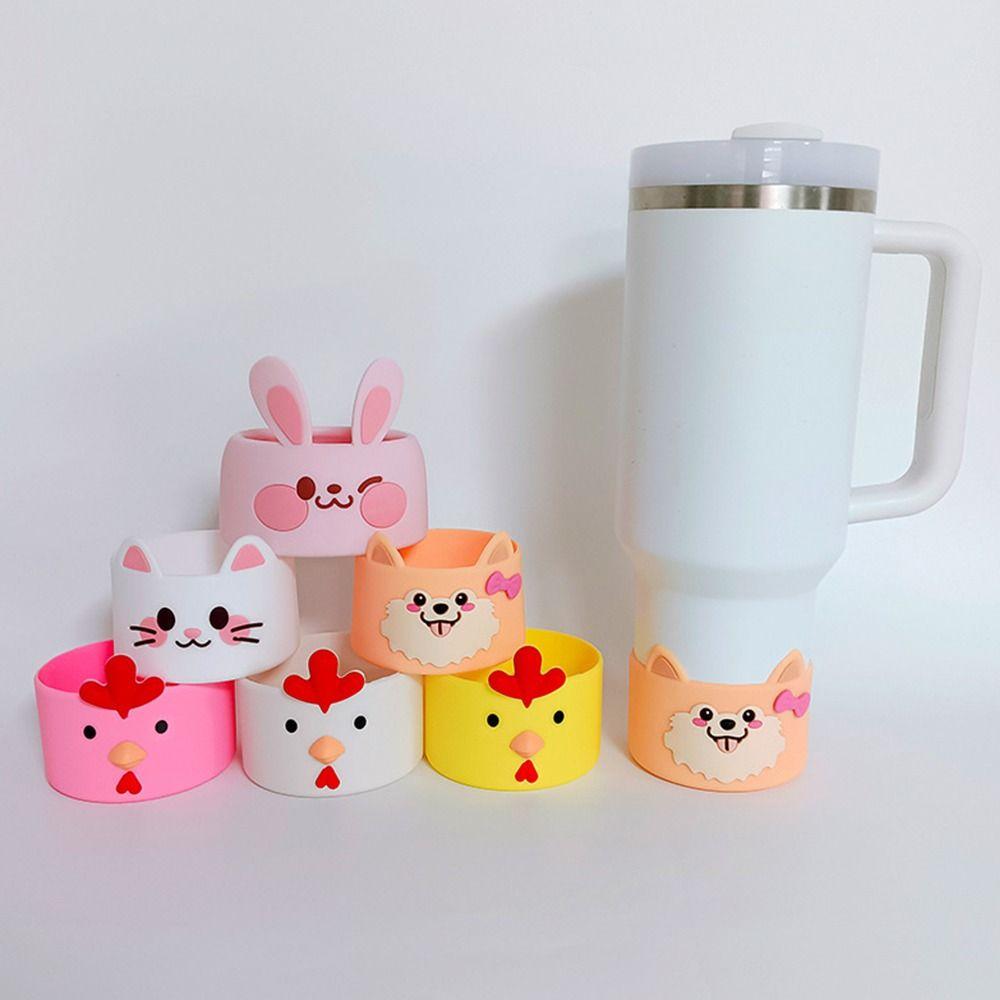 Creative Silicone Bottle Bottom Sleeve Cute Animal Anti-Slip Protective Case Travel Heat-insulated Water Bottle Pad for 40oz