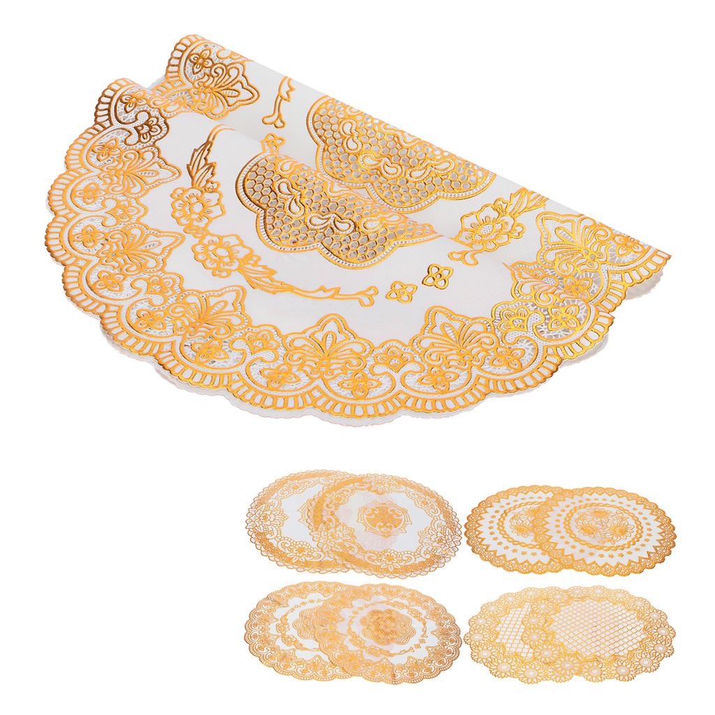 2PCS 38x38cm Table Mats PVC Gold Placemats Cup Mat Coaster for Wedding Party Supplies