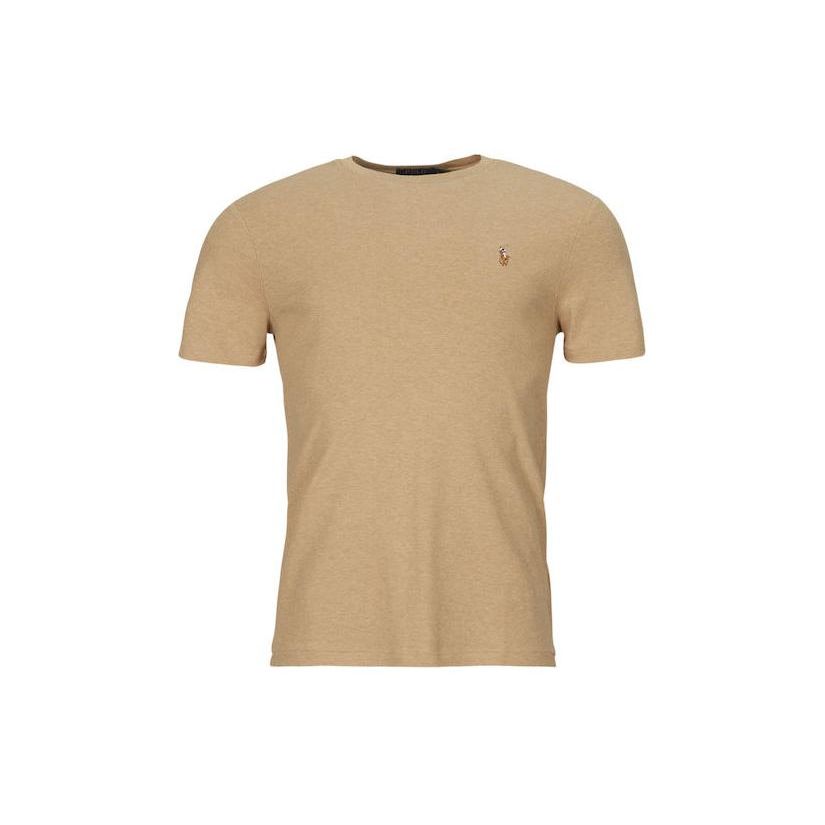 Polo Ralph Lauren Solid Casual с коротким рукавом и круглым вырезом Футболка Мужская Топы Бежевый 710740727-072 M