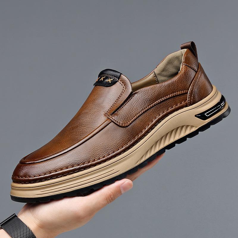 New Men's Comfort Walking Genuine Leather Loafers Soft Slip-On Casual Shoes with Breathable Lining & Anti-Slip Rubber Sole