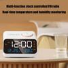12/24 Hour Clock FM Radio LED Alarm Clocks with USB Charging and Temperature Humidity Display for Bedside Use