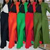 Long Coat and Wide Leg Pants 2 Piece Set In Multiple Colors