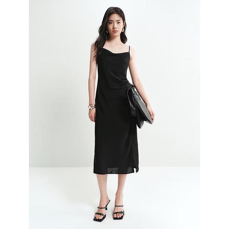 

Taiping Niao Women s Black Pearl Cowl Neck Slip Dress L