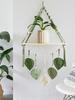 Boho Woven Wall Hanging Shelf Macrame Plant Holder & Storage Rack for Home Decor Khaki