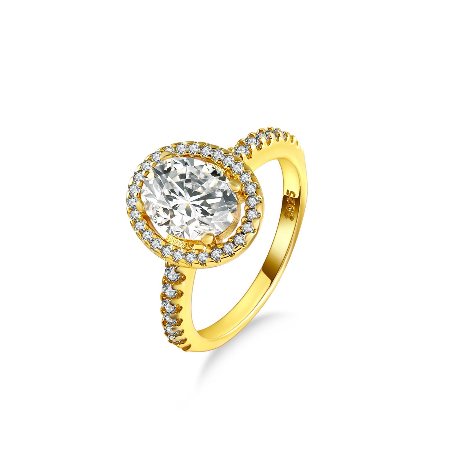 Kupfer Gold Plated Eleganter Ovaler Cocktailring Brillante Mehrstein Feiner Schmuck Für Frauen Und Bräute 8