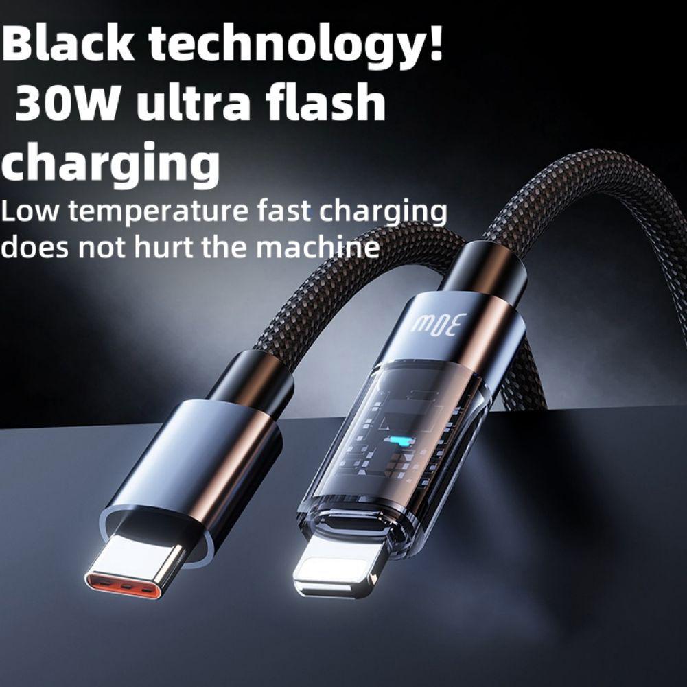 USB C Male To Lighting Male Charging Cable Compatible For IPhone 15 PD 30W Data Cable Fast Charge Cord With Indicator Light