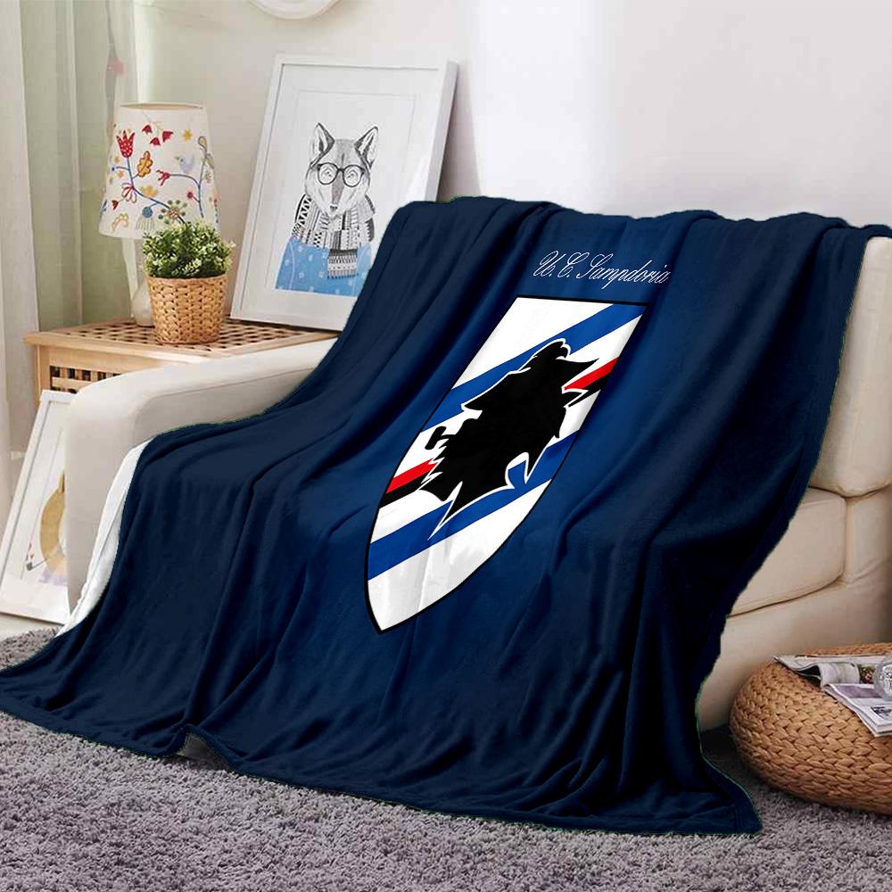Sam-pdoria Team Crest Design Flannel Blanket, Soft Polyester, Modern Design, All-Season for Camping, Travel, Gifts for holidays or birthdays