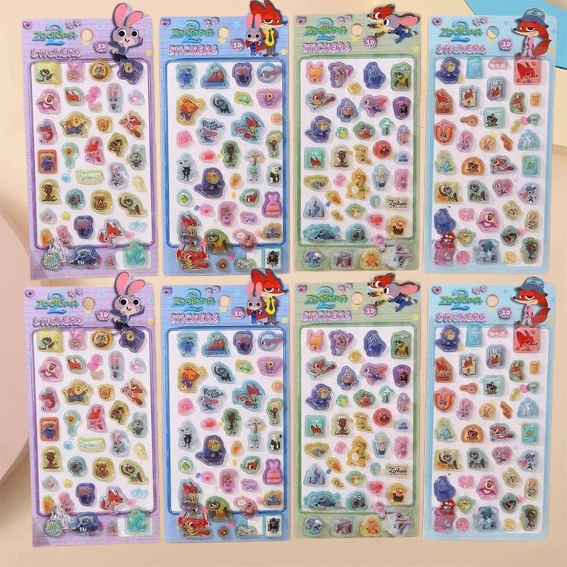 Zootopia 2 Judith Nick 3D Crystal Relief Stickers Cartoon Pop Scrapbooking Diy Journaling Stationery Diary Phone Decor Toys Gift