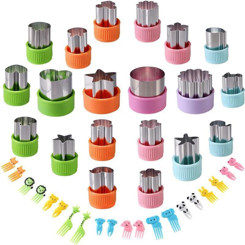 Stainless Steel Fruit Cutter Set 40 Pcs with PE Hand Guard Kitchen Garnish Tool for Kids DIY