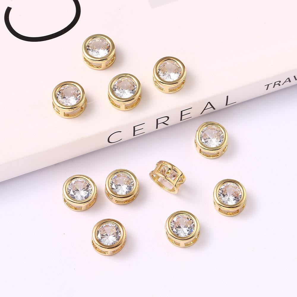 Gold Edged Zircon Love Water Drop Jewelry Accessories Diy Bracelet Necklace Accessories, Removable Hole Shoe Buckle