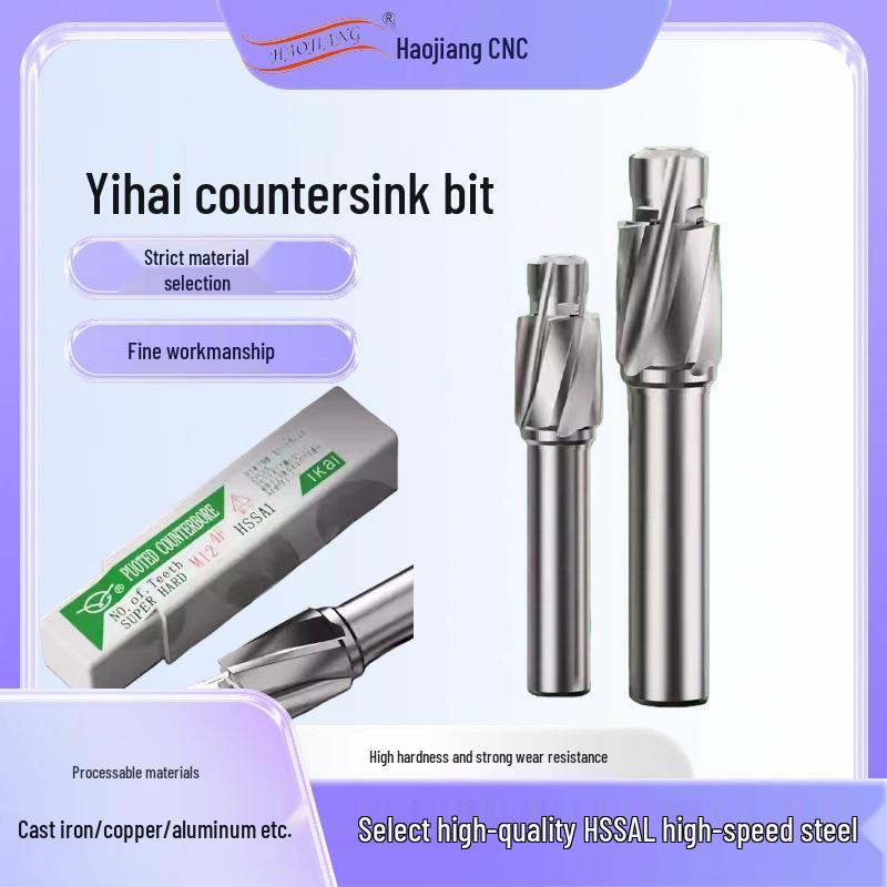 Yihai Titanium Plated Flat Bottom Countersink Drill Bit for M3-M8 Screws
