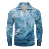 Men's Loose Casual 1/4 Zip Sweatshirt Fashion Printed Long Sleeve Top With Pockets