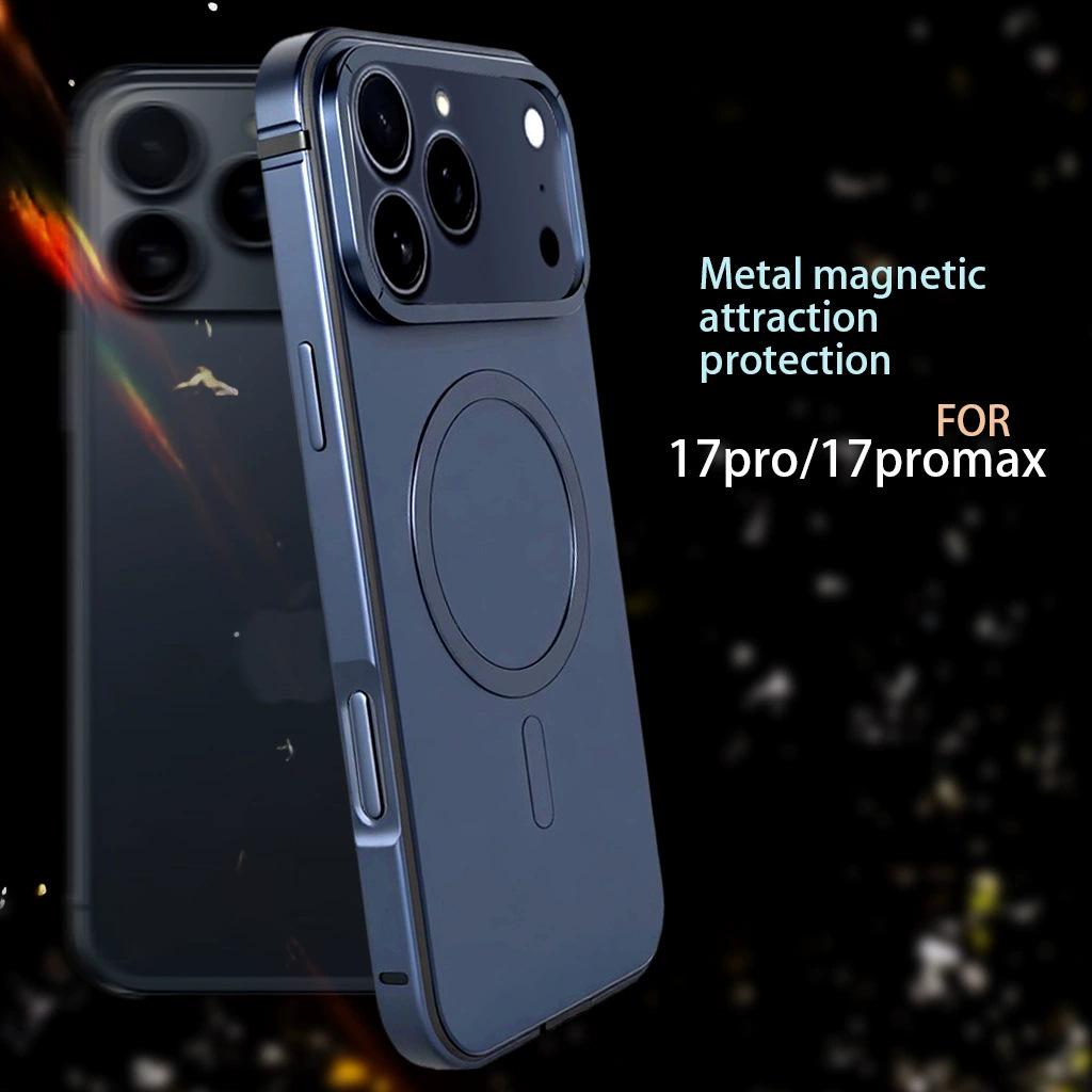 iPhone 17 Pro Max Magnetic Metal Frame Protective Case - Original Color Cover