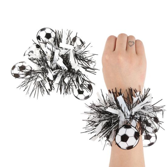 Flor de Pulso com Tema de Futebol Pulseira de Pom Pom de Líder de Torcida Flor de Dança Bola de Flores para Eventos de Futebol Dia do Jogo Lembrancinhas de Festa