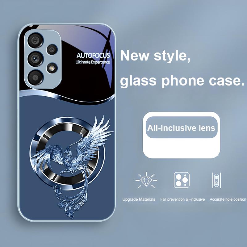 Circle Phoenix Gold Samsung Galaxy S23 24 Plus S20 21 FE S25 Ultra A70 72 73 51 52 53 Tempered Glass Phone Case