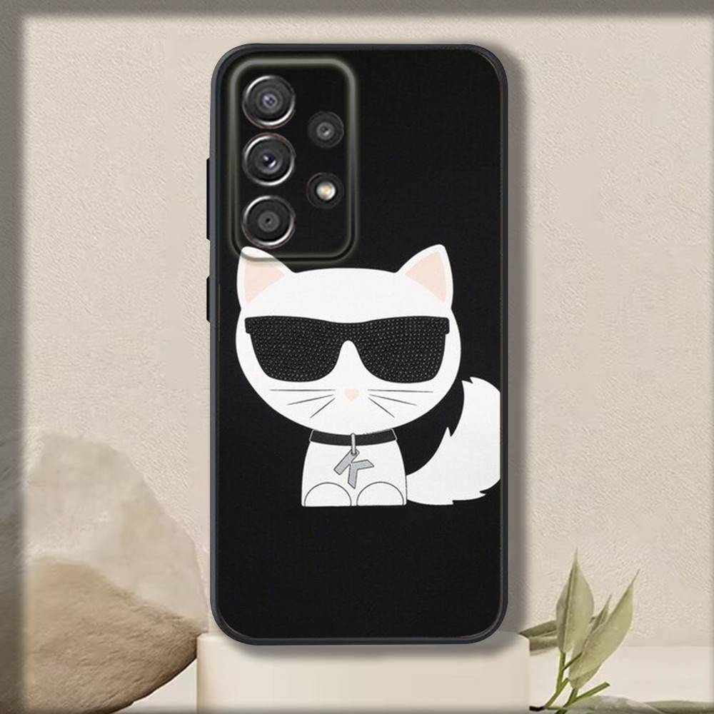 Coole Mode Katzen Handyhülle Für Samsung S 25,24,23,22,30,21,10,9,Ultra,Plus,Lite,FE,4,5 G Weiche Schwarze Hülle