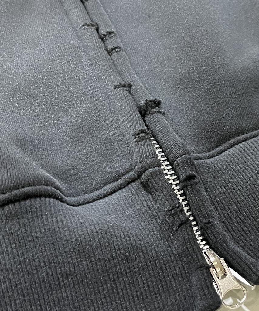 Sk8Er Rock Kreuzstich Grunge Kapuzenpullover mit Reißverschluss ((Schwarz))