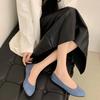 Fashion Woman Casual Round Toe Cute Flats Flock Mocasines Ballerina Church Flats Female Suede Elegant Soft Sole Mom Blue Green Red Shoes