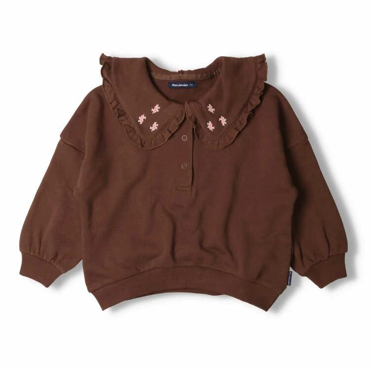 【子供服】 moujonjon (ムージョンジョン) お花刺繍ビッグカラー裏毛トレーナー 80cm-140cm M60600