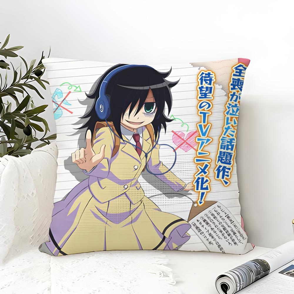 Anime Character Tomoko Kuroki Pillow Case Cotton Linen Fabric Square Zipper Pillowcase Home Decorative Living Room