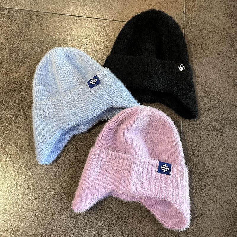 Soft Polyester Knit Ear Cover Hat For Autumn Winter Casual Womens Wear