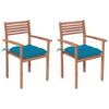 Day and Night - Day and Night Garden Chairs 2 Pcs Teak Wood with Light Blue Cushions
