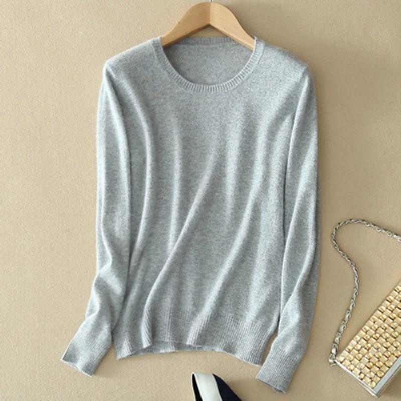 Stylish Women's Cashmere Loose Pullover Crew Neck Knit Sweater For Cozy Winter Wear