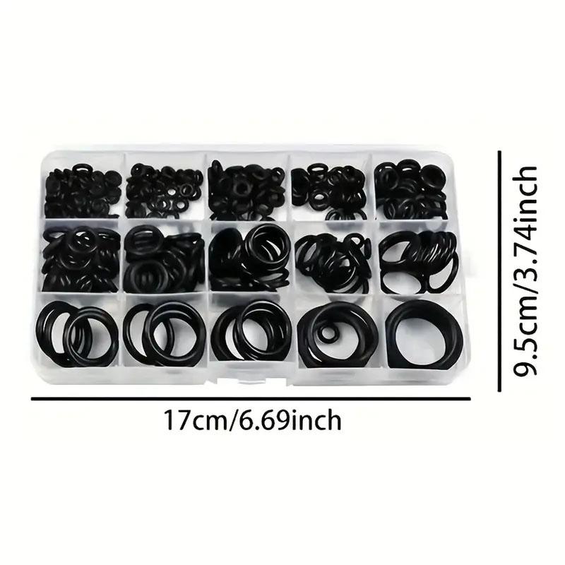 200pcs 15 Sizes O Rings Rubber O Ring Seal NBR Black Sealing O-rings Nitrile Washer Rubber O-ring Set Assortment Kit Set Box-.-