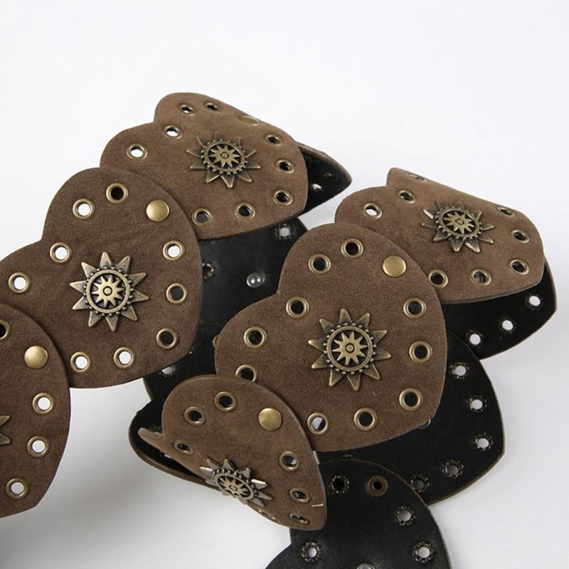 Unique Cutout Waist Belt for Women PU Leather White Embellished Brown Belt Decorated with White Love Heart Belt