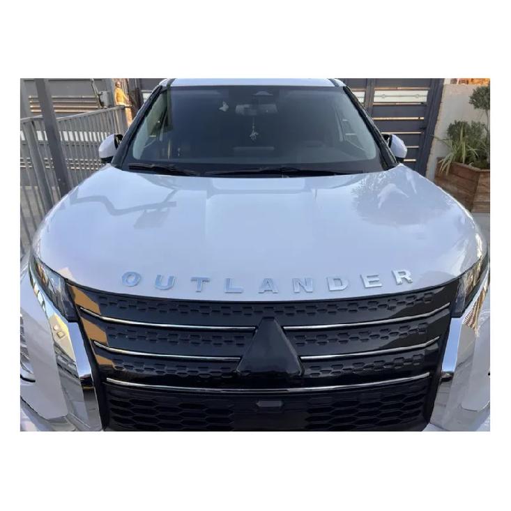 Per Mitsubishi Outlander PHEV    2024 Cromato ABS Griglia Anteriore Auto Adesivo Lettere Finiture Accessori Styling Auto argento