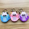 Adorable Bunny Calculator Keychain Soft Rubber Cute Keyring For School Bags And Gifts