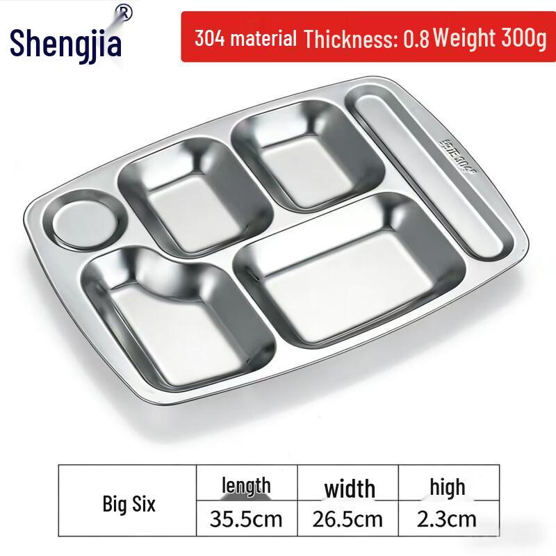 Shengjia 304 Stainless Steel Divided Meal Plate