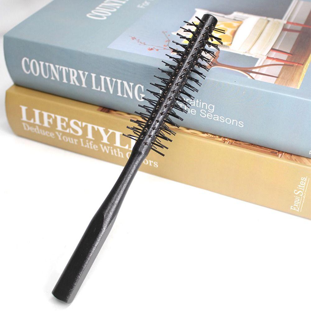 Slender Shape Curl Brush Wooden Nylon Roller Comb Dual-purpose Round Hair Care Brush  Curl Styling