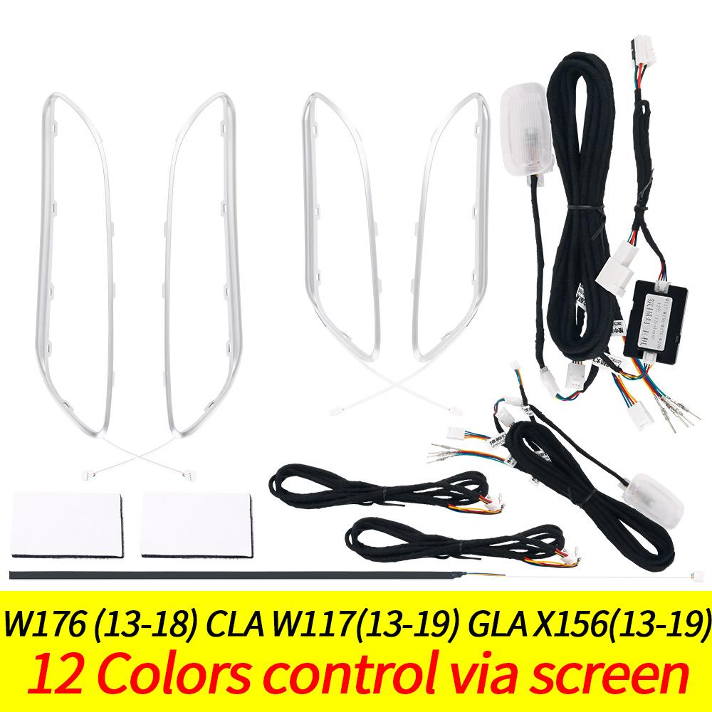 For Mercedes Benz A-Class W176 W117 C117 W156 AMG 12/64 Colors Ambient Light Strip Turbine Air Vent Nozzle Lamp Car/App Control