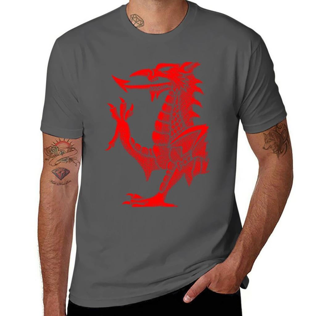 Welsh Dragon  Red Hatching TShirt Aesthetic Clothes Plus Size Tops Summer Top Tops Men Clothings