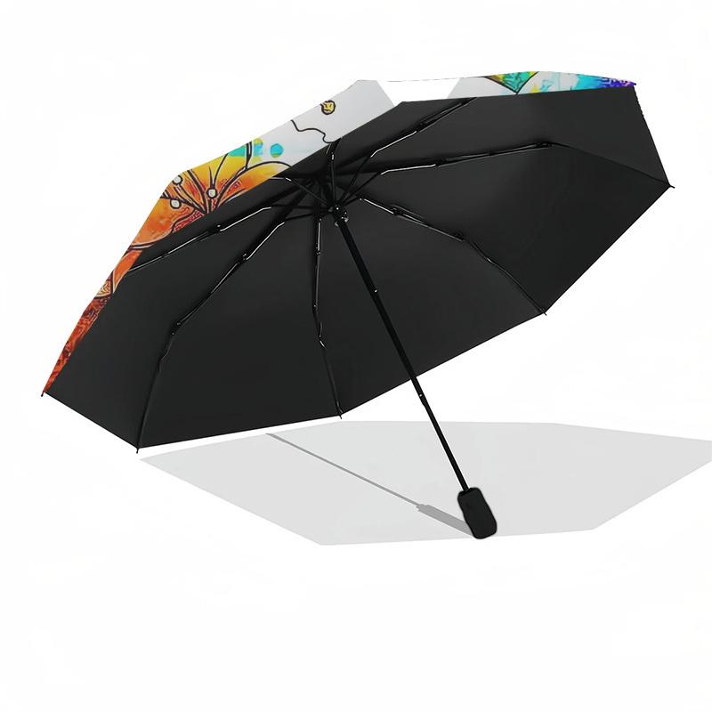 1pc Colorful Skull Flowers Butterfly Artwork Umbrella with Plastic Handle,Suitable for All Seasons Home Travel Outdoor UmbrellaDD1757
