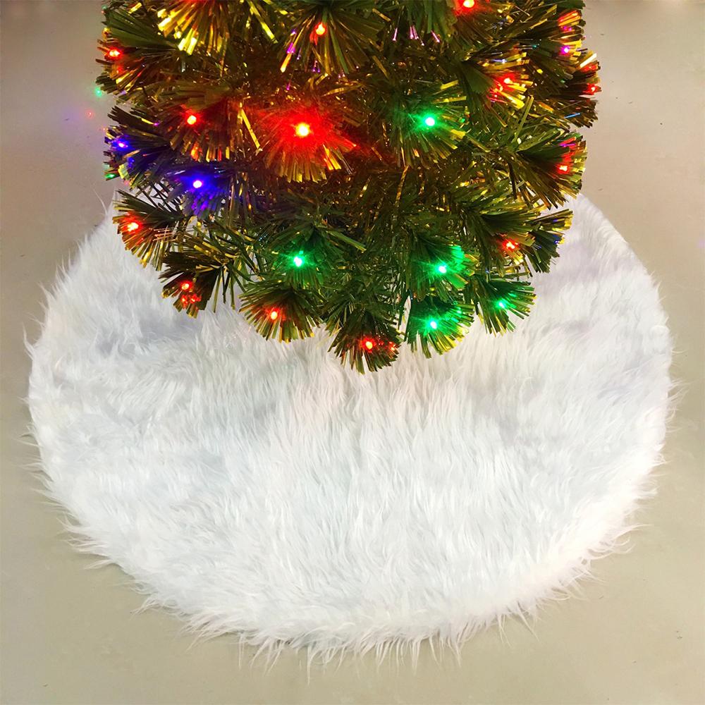 90/120CM Christmas Tree Skirt Round White Faux Fur Xmas Trees Carpet Mat Large Skirts for New Year Party Christmas Decorations
