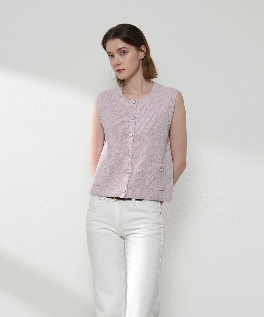 Omiou Airy Boucle Tweed Vest Knit 5 Colors