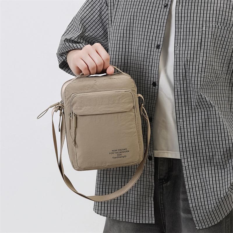 Men's Nylon Crossbody Backpack Fashionable Versatile Summer New Style Waterproof Single Shoulder Sling Bag Simple Design