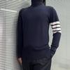 TB Knitted Sweater New Four Bars Striped Men's and Women's High-end Sense Versatile Striped Casual Wool Turtleneck Sweater