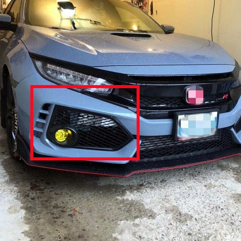 Car Front Bumper Mesh Fog Light Cover For Honda Civic Type R FK8 2017 2018 2019 2020 2021 Mesh Gloss Black Lamp Cover