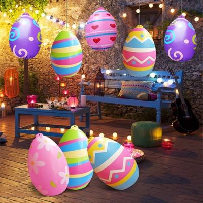 Colourful Design Easter Egg Inflatable Balloon Heavy-Duty Plastic PVC Material Easter Party Decoration Reusable Feature