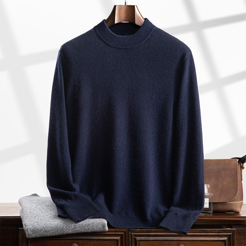 Men's Cashmere Half-High Neck Business Casual Sweater - Long Sleeve Autumn/Winter Knitwear