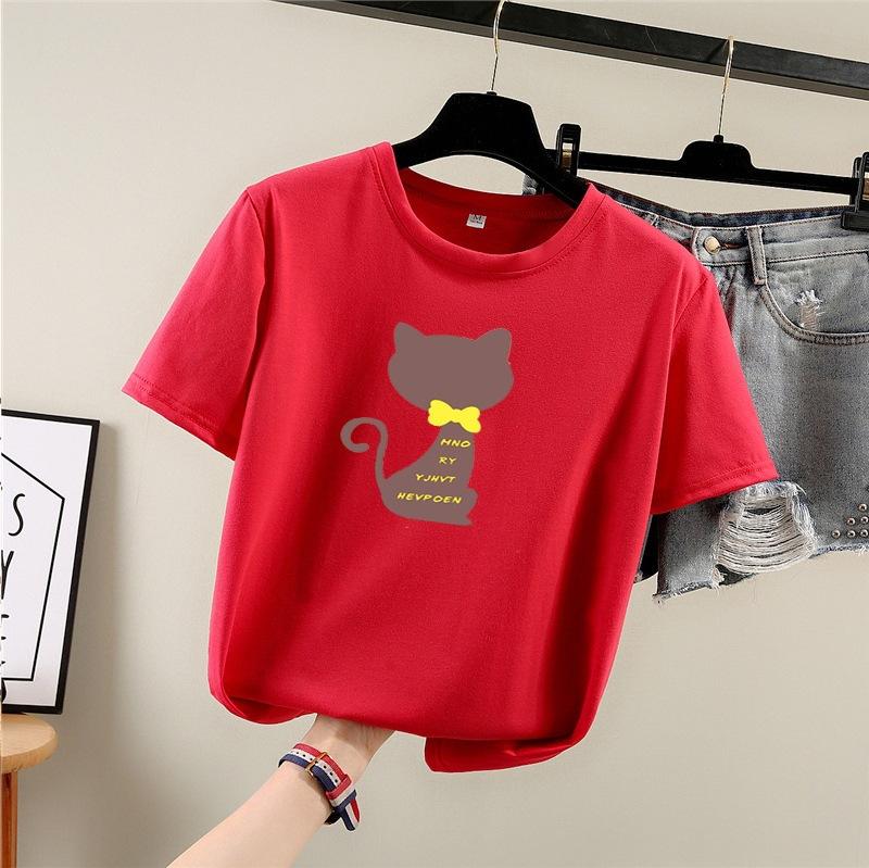 Summer 2025 New Short-sleeved T-shirt Women's Round-neck Printed Top