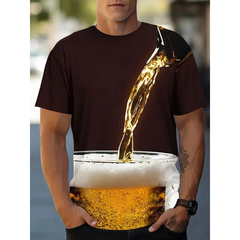 T-shirt da uomo a maniche corte con girocollo e stampa 3D, taglie forti, T-shirt casual estiva