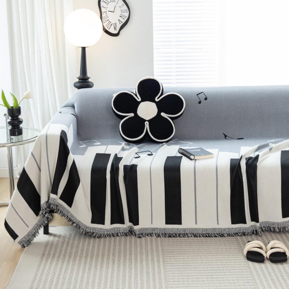 Husă de canapea cu cheie de pian Prosop de canapea Husă de canapea din chinelă Covoraș pentru animale de companie Camera de zi Notă muzicală Husă de canapea Pătură